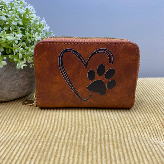 Wallet - Accordion Card - Heart Paw - Camel