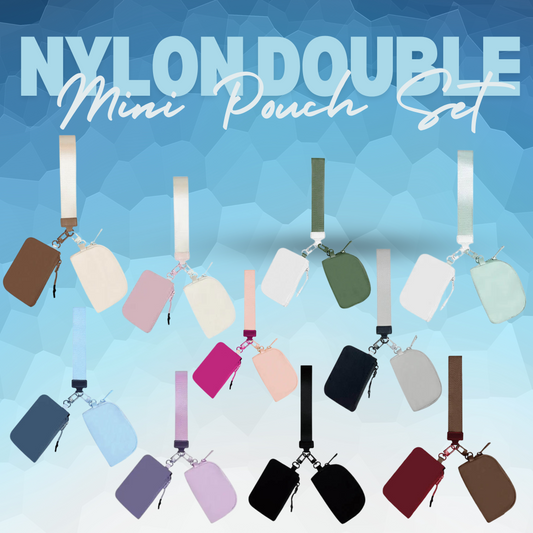 Nylon Wristlet + Double Mini Wallet Set